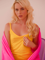 Kara Duhe gets horny on the chair shows off her stretched, pink pussy